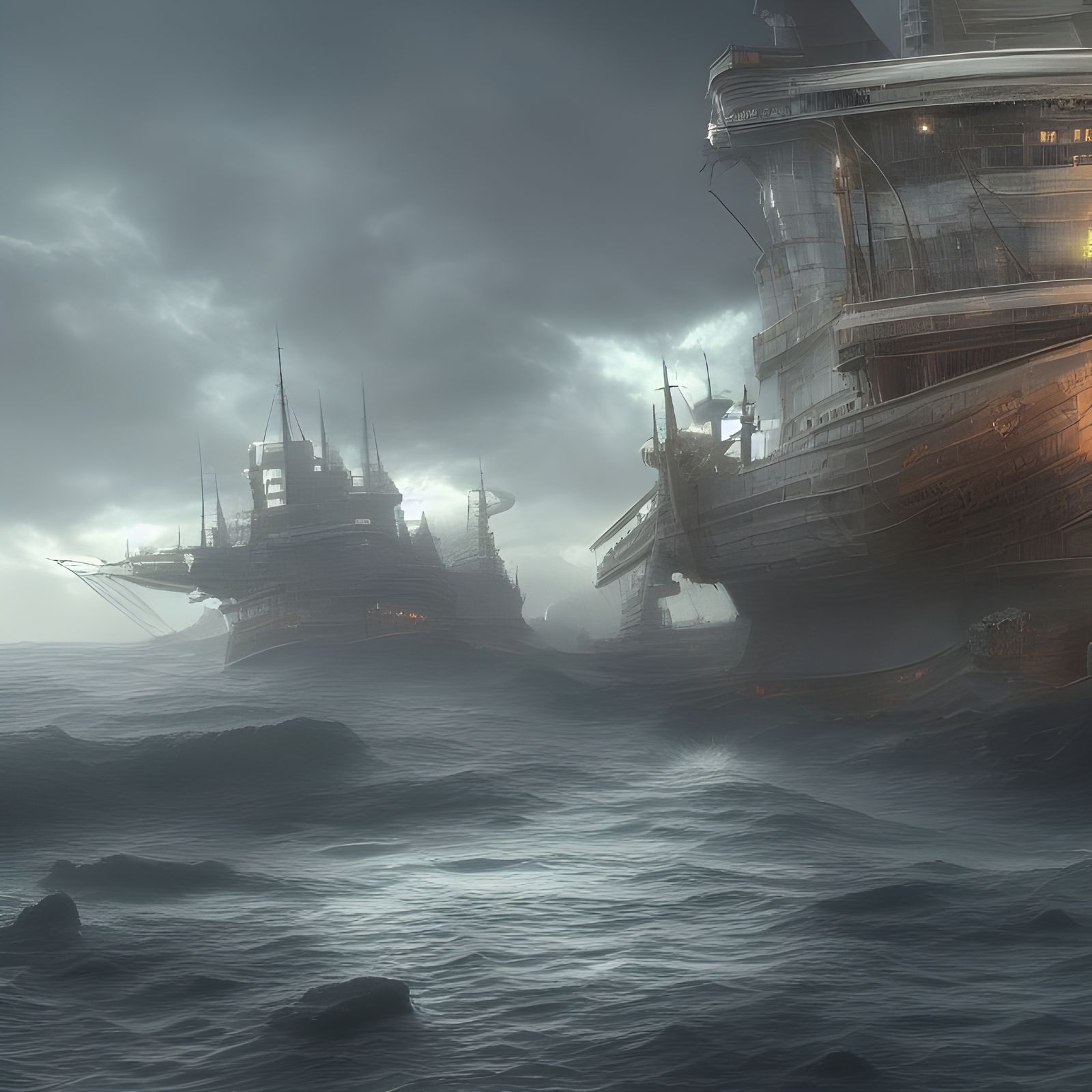 Detailed Ship Concept Art in 3D