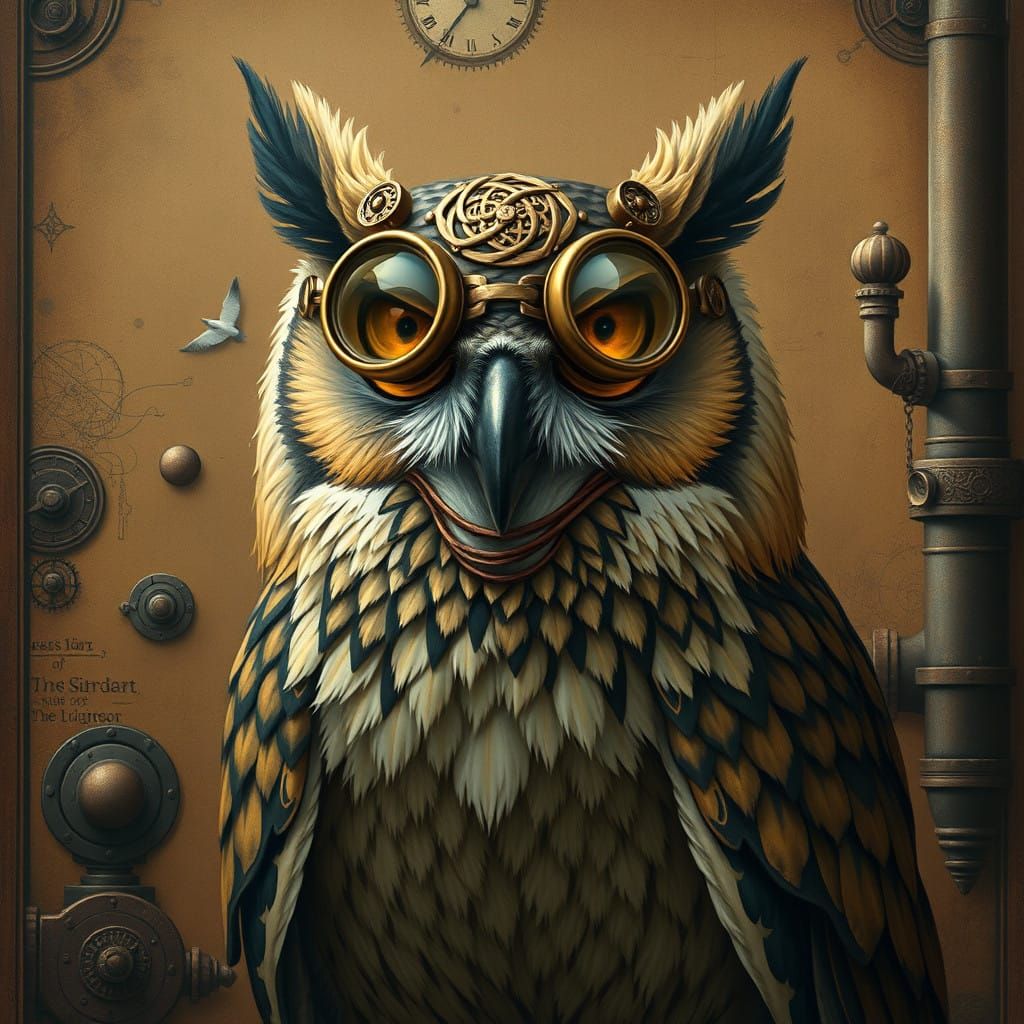 Steampunk Owl in Vintage-Inspired Gear