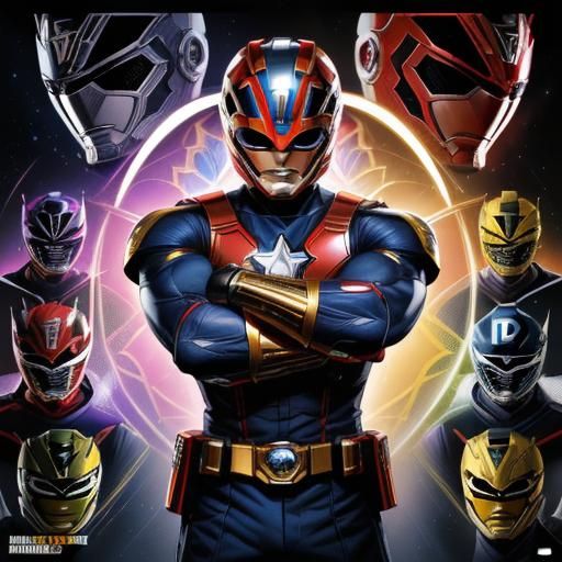 Power Ranger Captain America in Comic Book Style