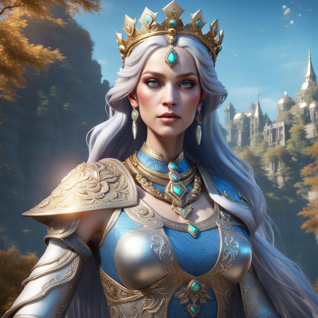 Majestic Goddess of Equality in 3D Cinematic Style