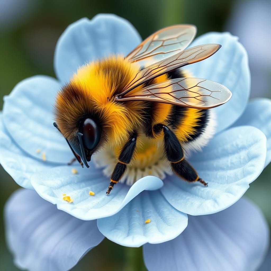 Bumblebee's Rest: A Whimsical Botanical Illustration