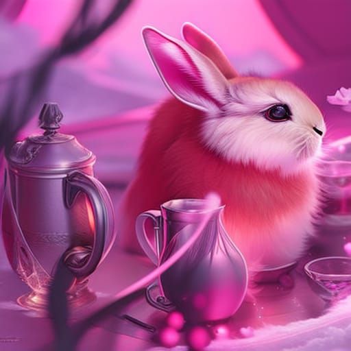 Rabbits drinking tea
