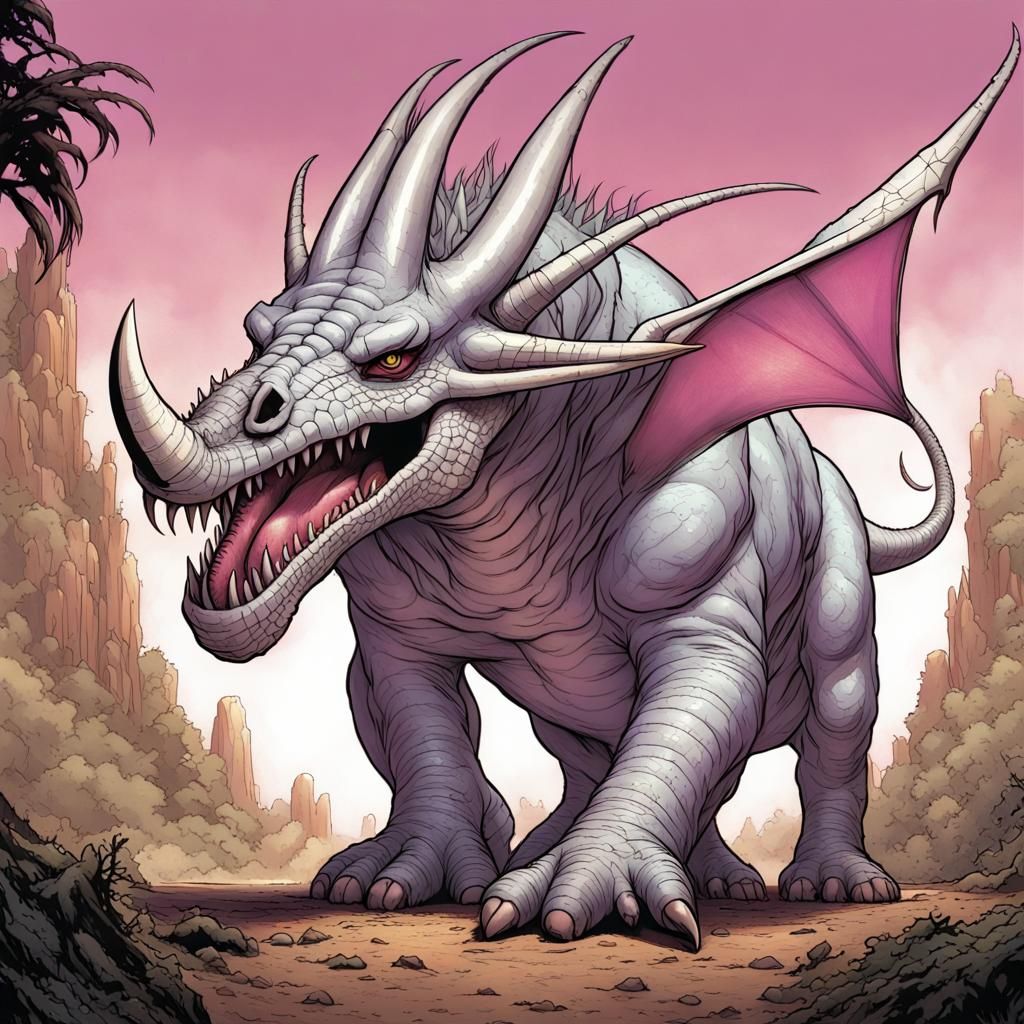Majestic White Bewilderbeast Dragon in Comic Book Art