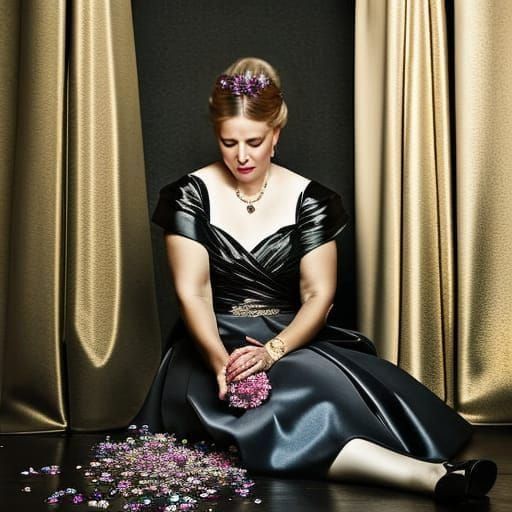 Melancholy Bridesmaid in Abandoned Ballroom: Photorealistic ...