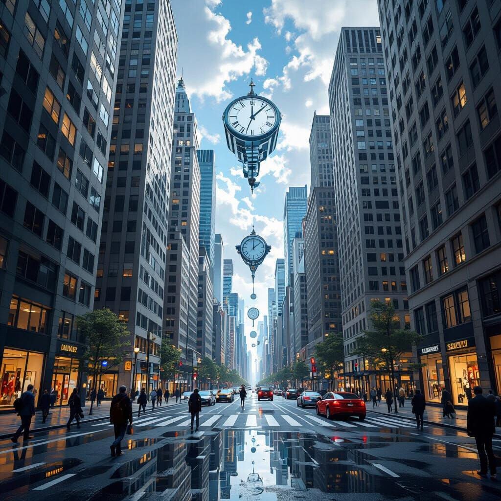 Surreal Cityscape with Impossible Geometry in Dreamlike Styl...