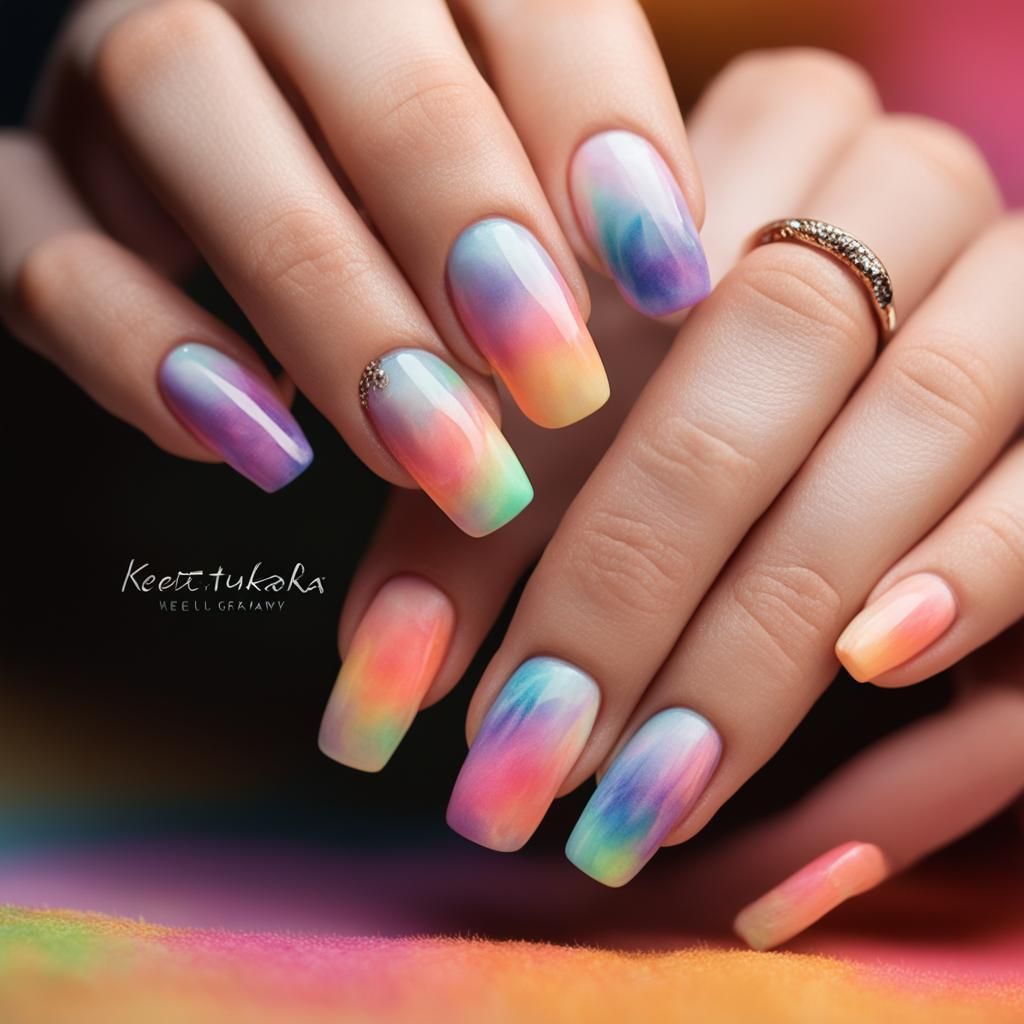 Colorful Ombre Nail Art Macro Photography
