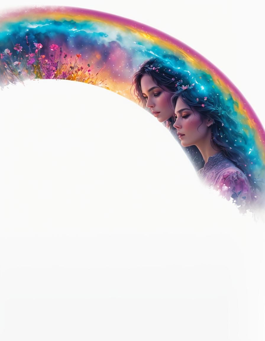 Ethereal Woman in Floral Meadow: Digital Airbrush Art