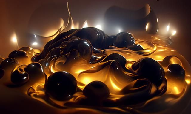 Bubbling Molten Gold in Modern Ink Style