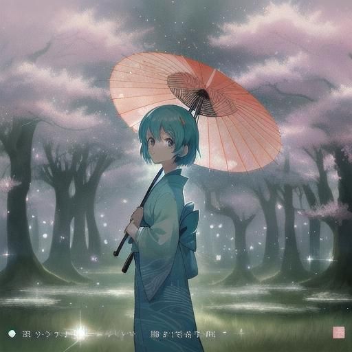 Kogasa Tatara in Kimono with Umbrella