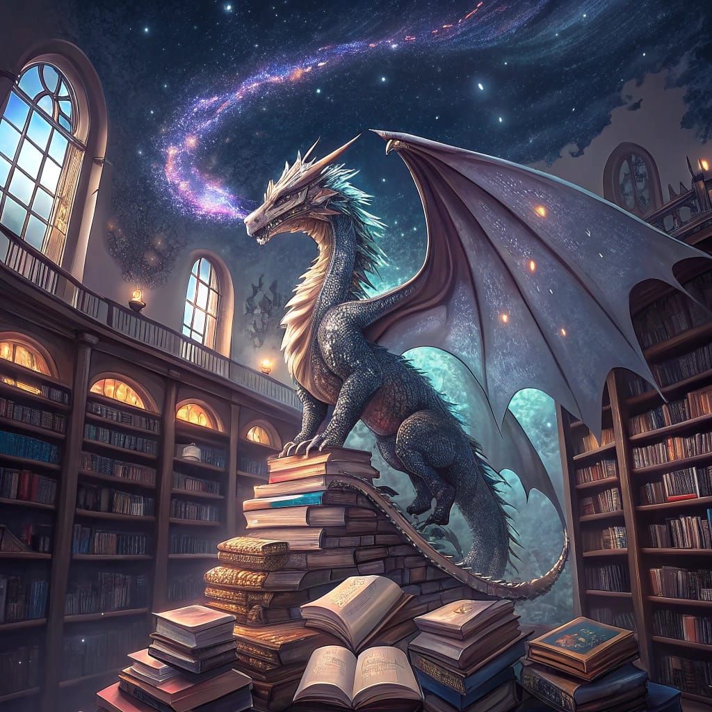 Celestial Dragon Guardian of the Cosmic Library