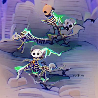 Eerie Skeleton Emerging from the Darkness