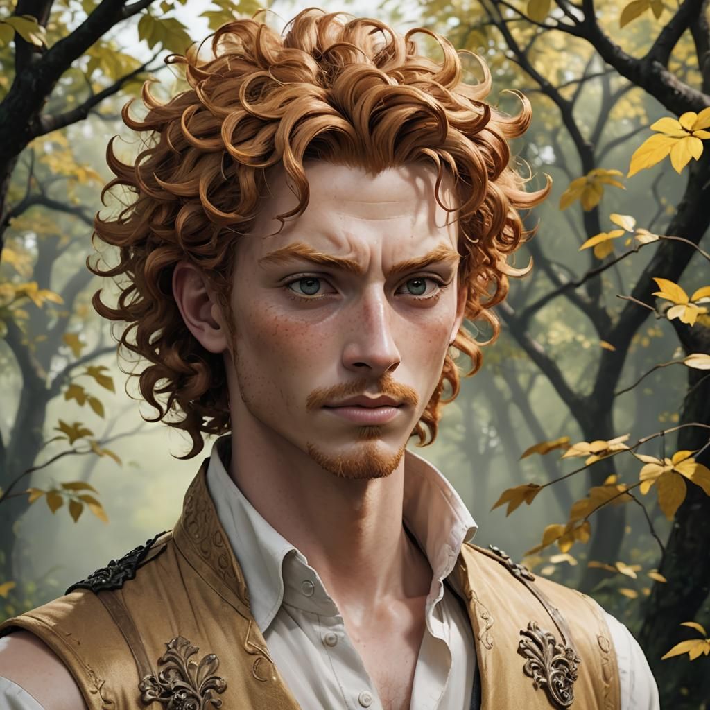 Worried Ginger Man in Detailed 3D Anime Art