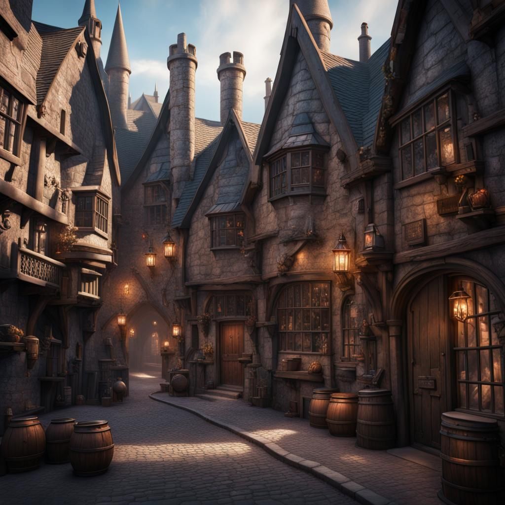Harry Potter's Hogsmeade: Detailed Matte Painting