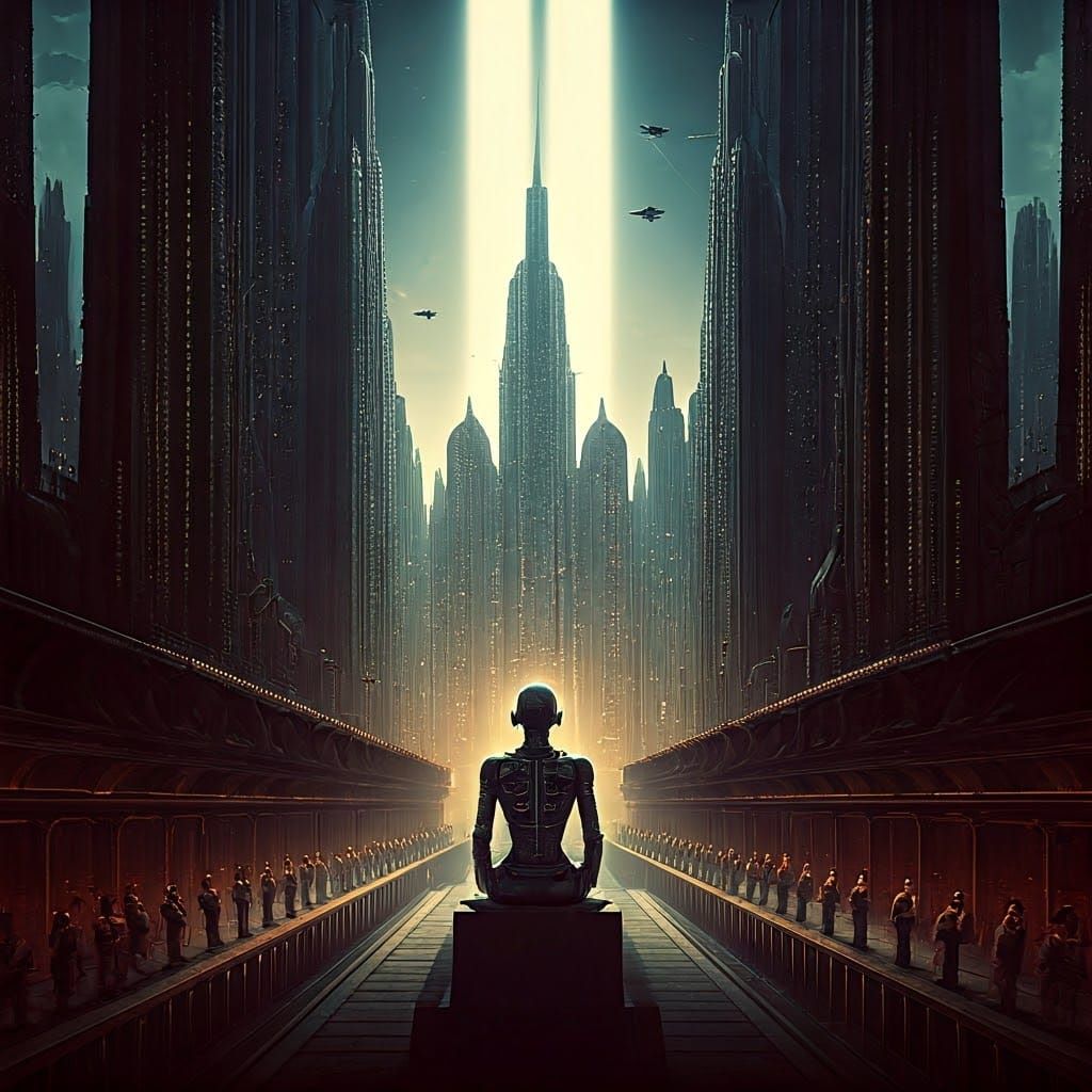 Futuristic cityscape inspired by Fritz Lang's 'Metropolis