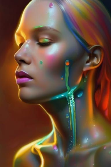 Radiant Goddess with Glass Skin in Digital Art