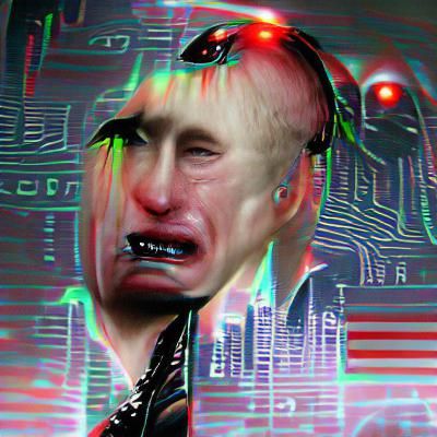 Crying Figure in Cyberpunk Hellscape