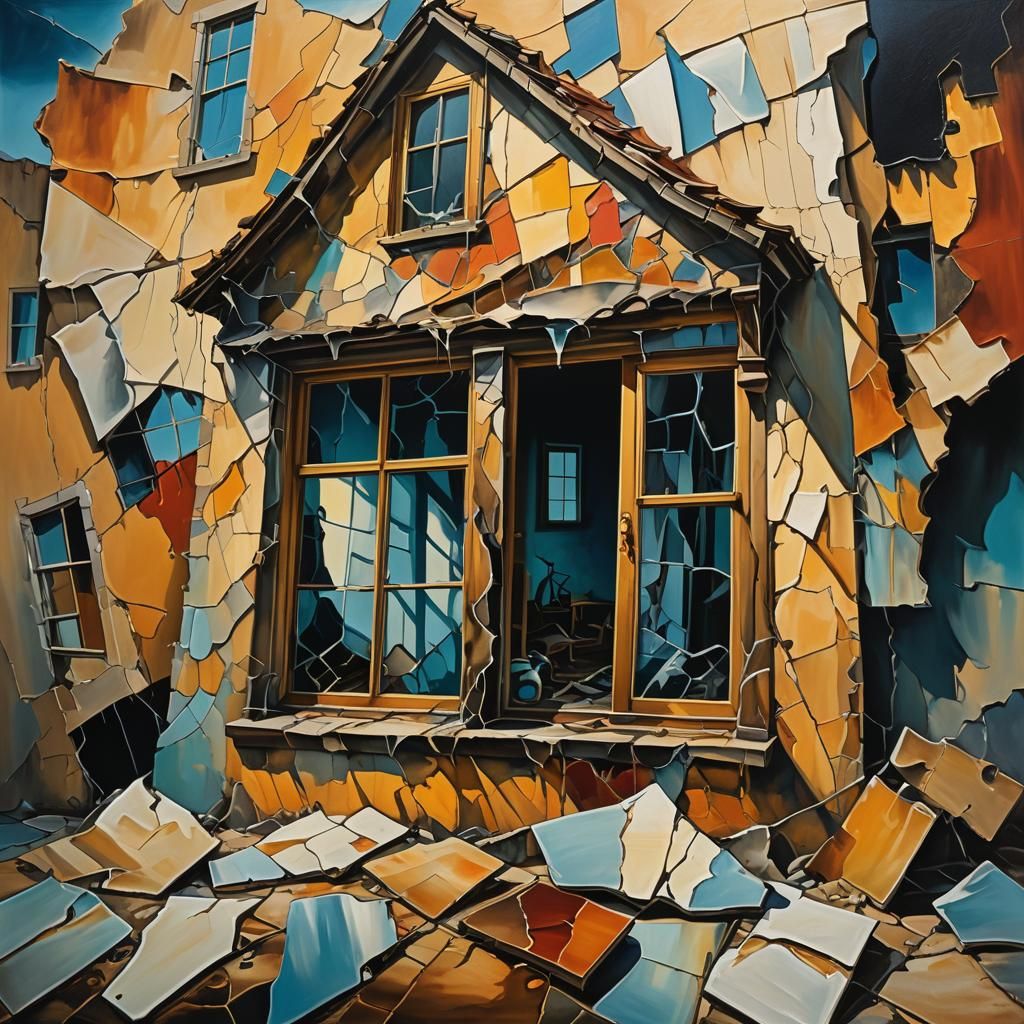 Surreal Melting House in Dreamlike Art Style