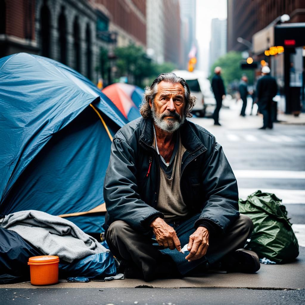 Homeless Person Camping: Fine Art Documentary Photography