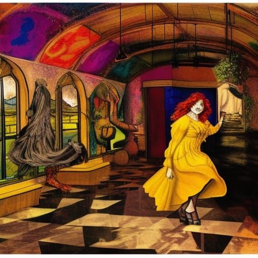 Billionaire and Witch Dance: Hyperrealistic Solarpunk Art