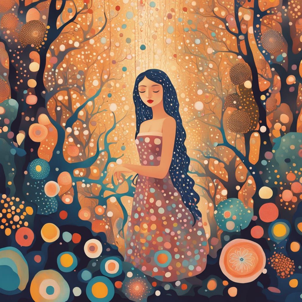 Whimsical Goddess of Nature Ascends in Iridescent Bloom