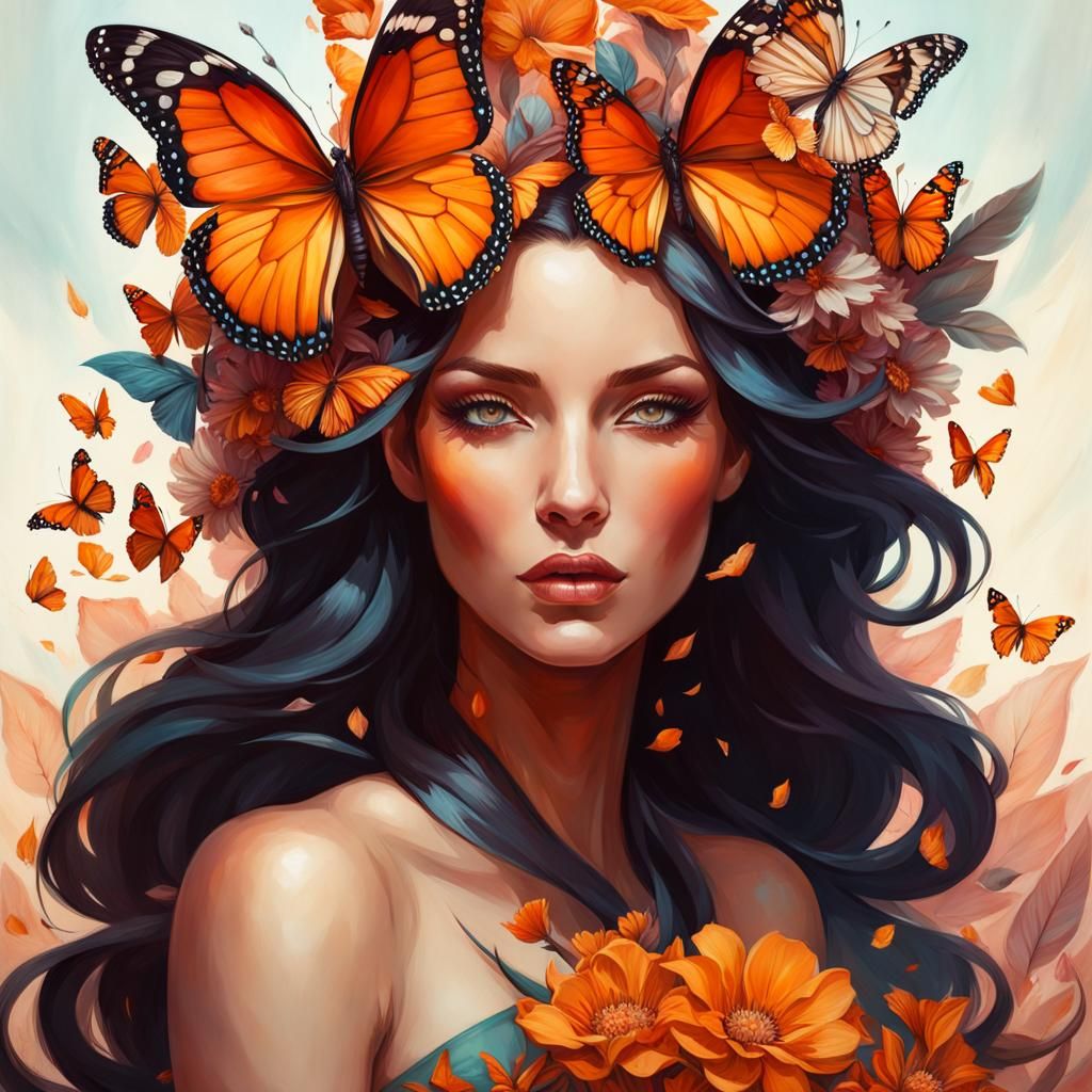 Butterfly Woman Portrait in Artgerm Style