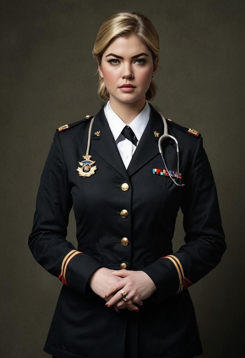 Kat Dennings in Military Uniform with Stethoscope