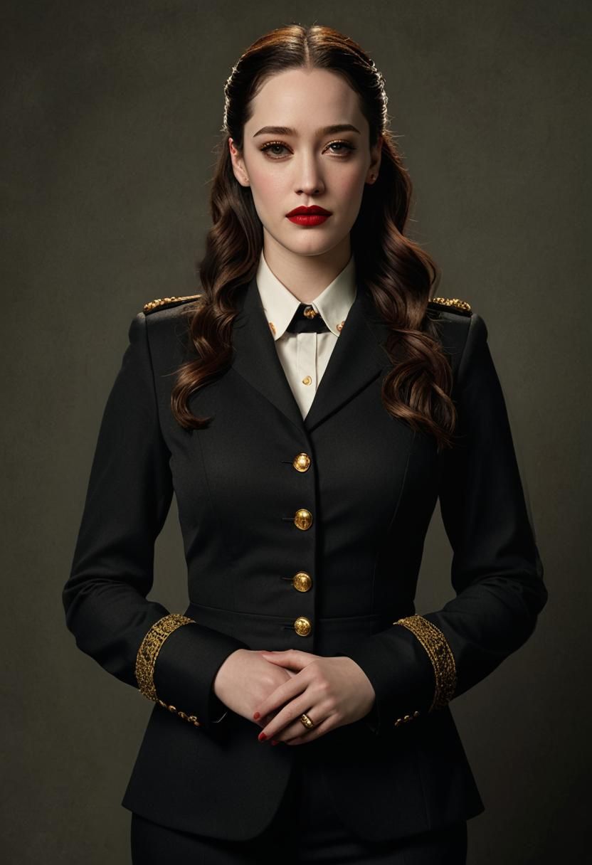 Kat Dennings in Military Uniform with Stethoscope