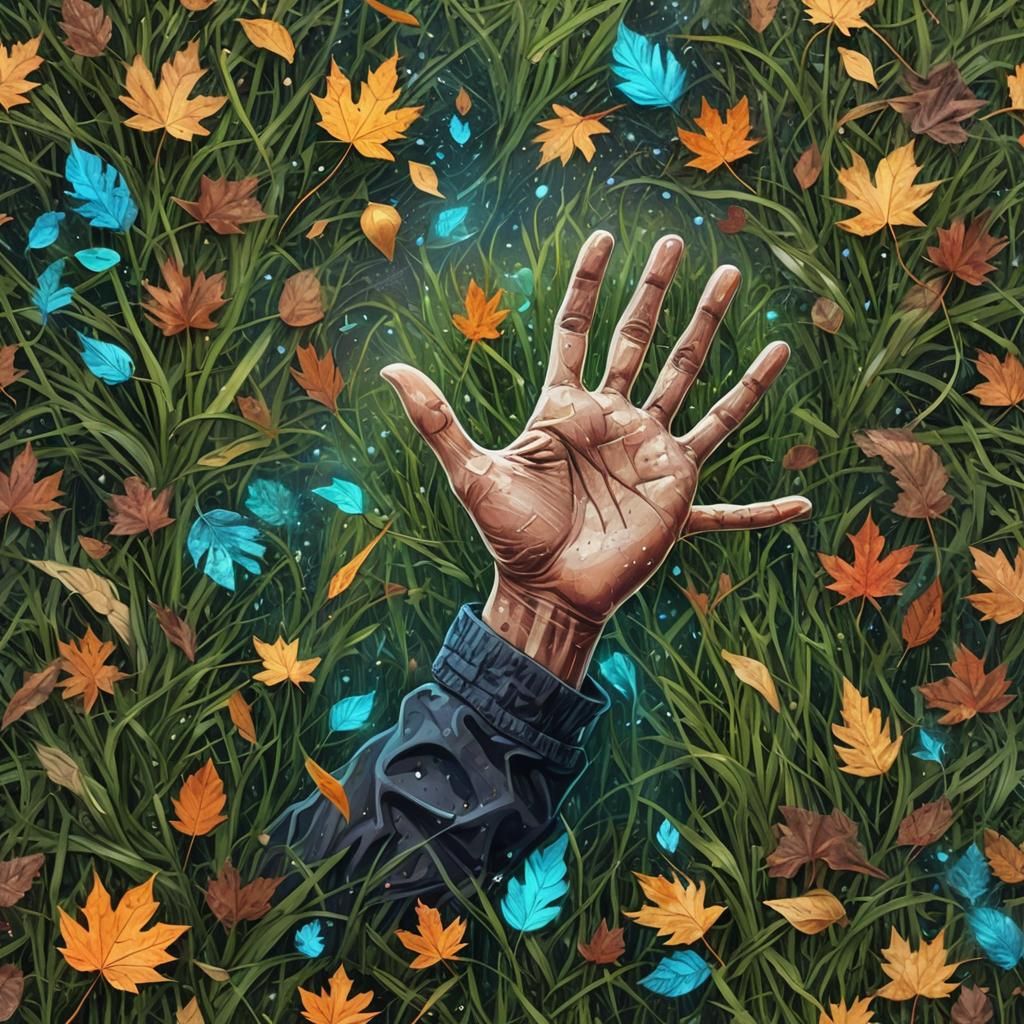 Cosmic Hands Gather Autumn Leaves