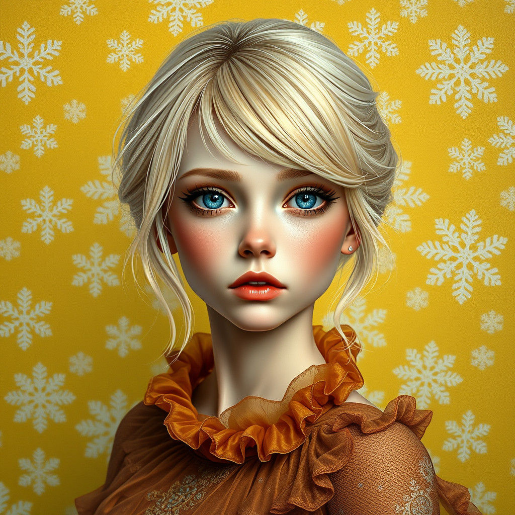 Pixie Girl Portrait in Klimt-Inspired Renaissance Style