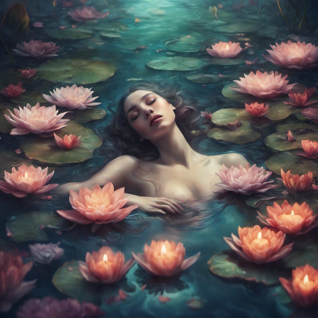 Surreal Lilypad Dreamscape in Matte Painting Style