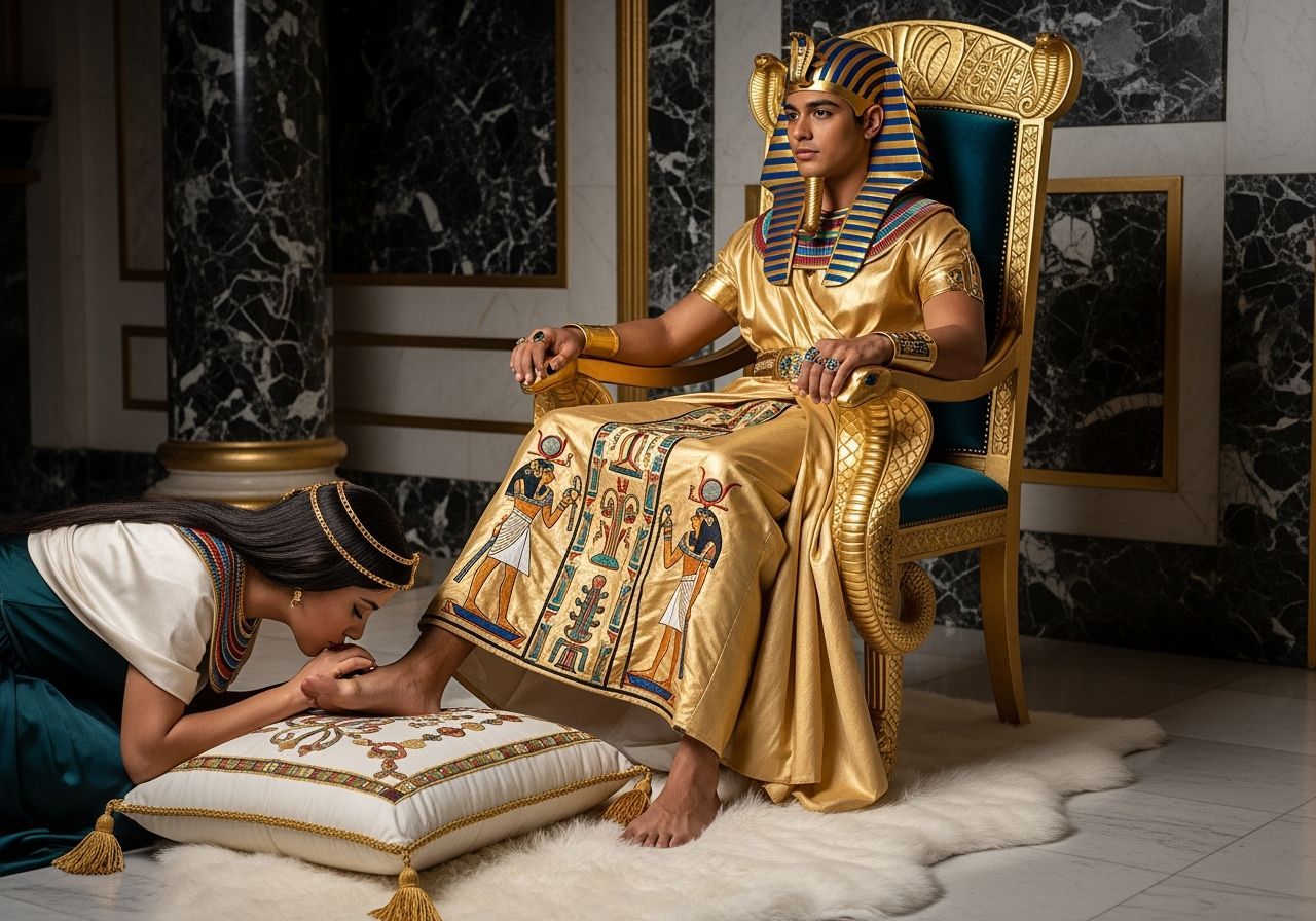 Egyptian Pharaoh on Imperial Throne, Professional Photograph...