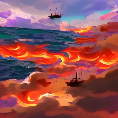Fiery Sky and Sea Ablaze