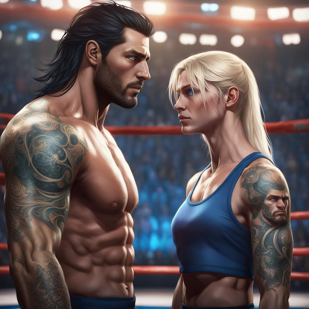 Wrestling Ring Portrait in Digital Art Style