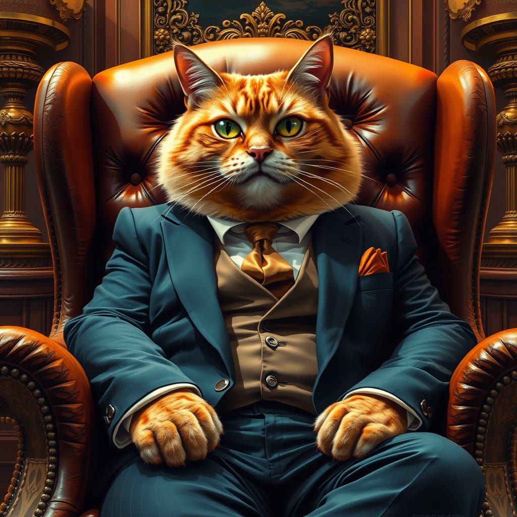 Ginger Cat Boss in Surrealist Style