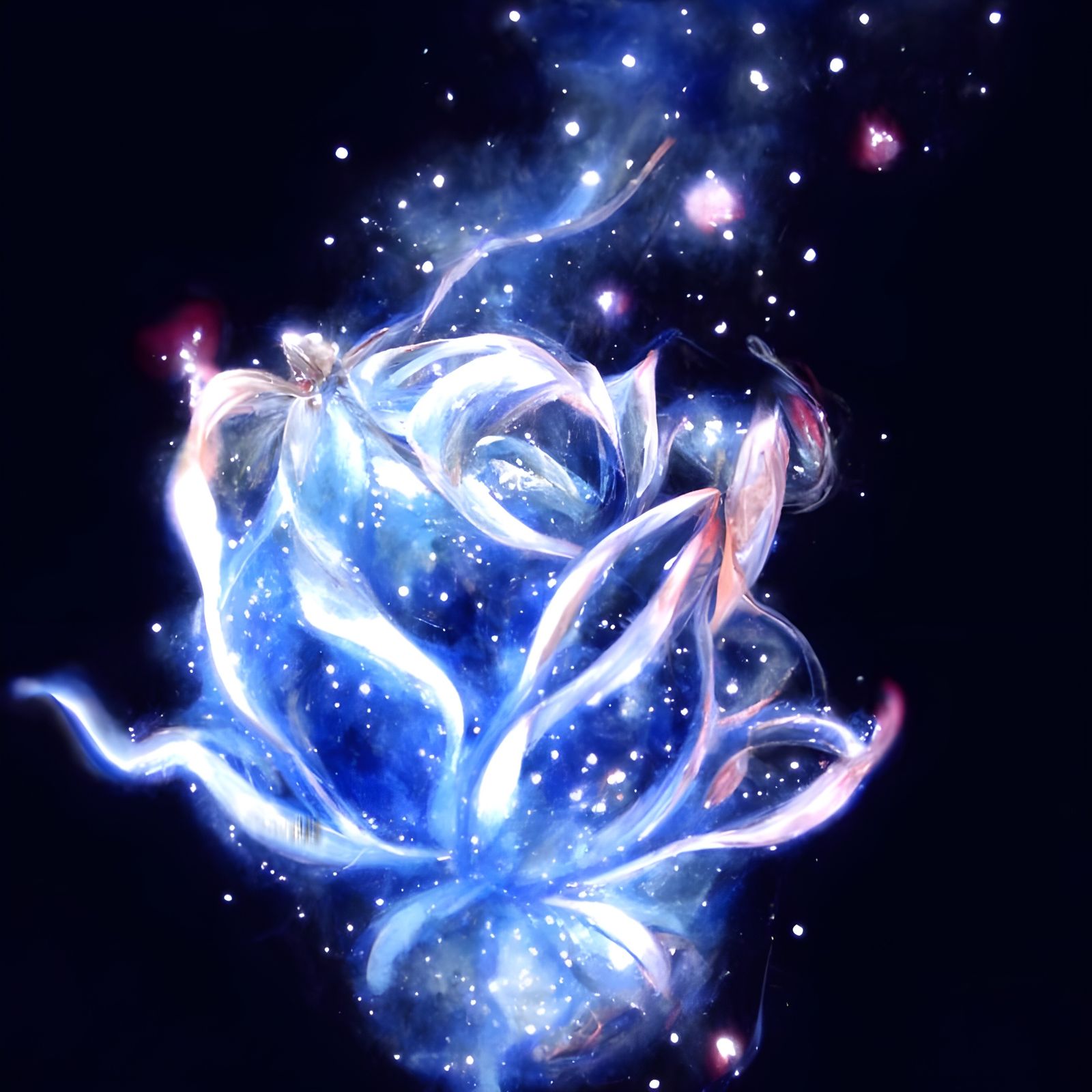 Cosmic Rose Watercolor Painting with Nebula Details