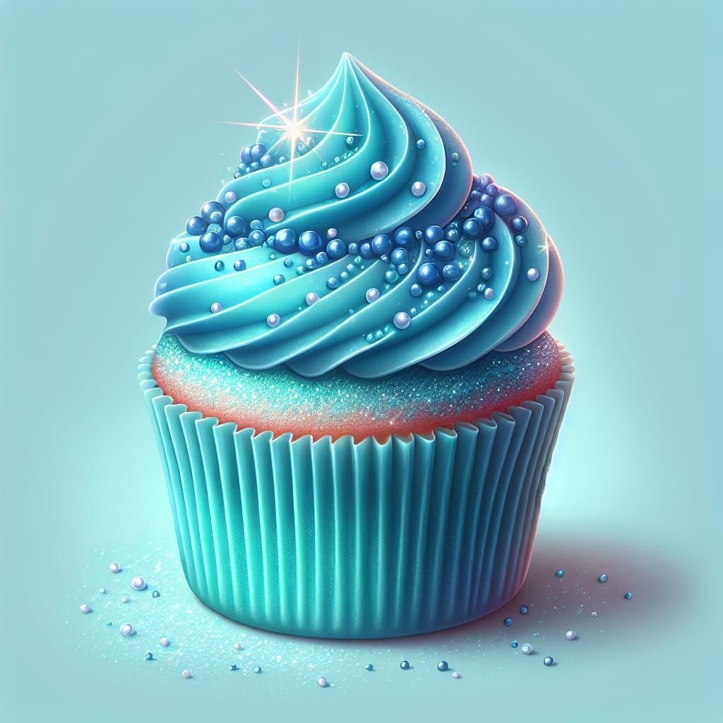 Tiffany Blue Cupcake with Dark Blue Sprinkles