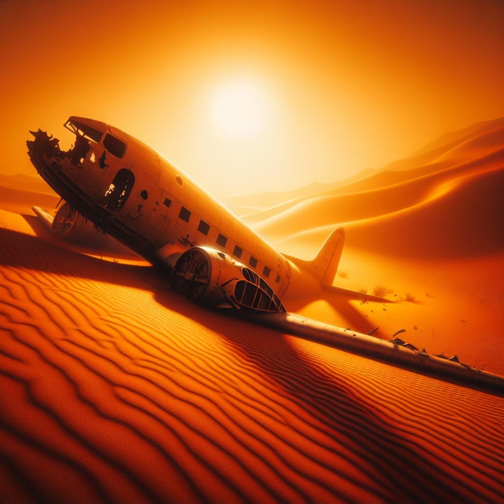 Sahara Desert Plane Crash at Sunset