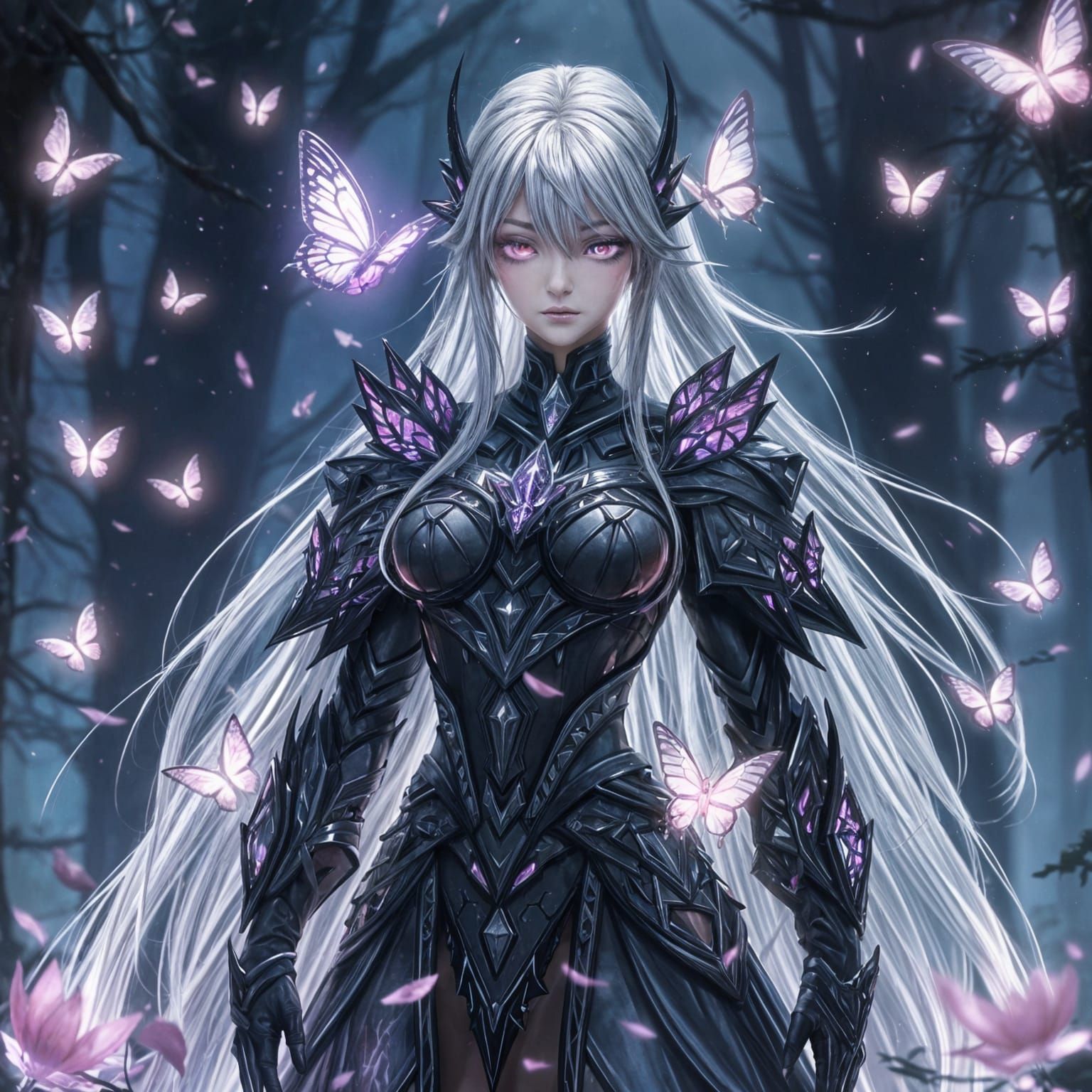 Anime Empress with Silver Hair and Violet Crystals