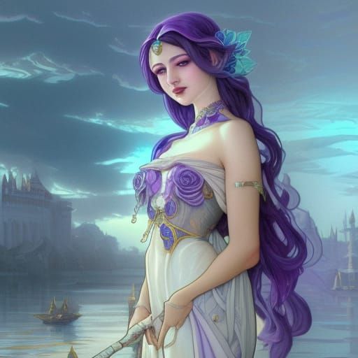 Moon Elf Queen Portrait in Island City