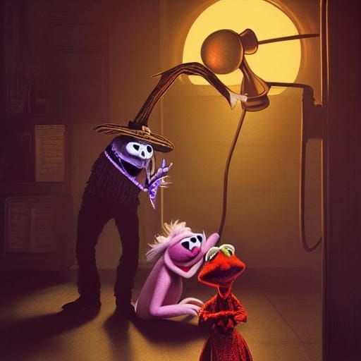 Muppets Nightmare Before Christmas in Neon Lights