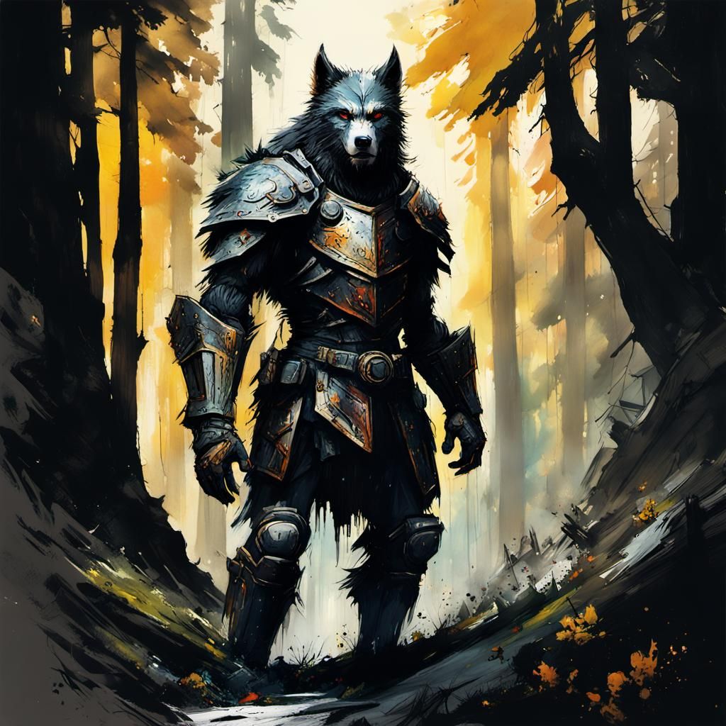 Armored Werewolf Knight in Fairycore Forest