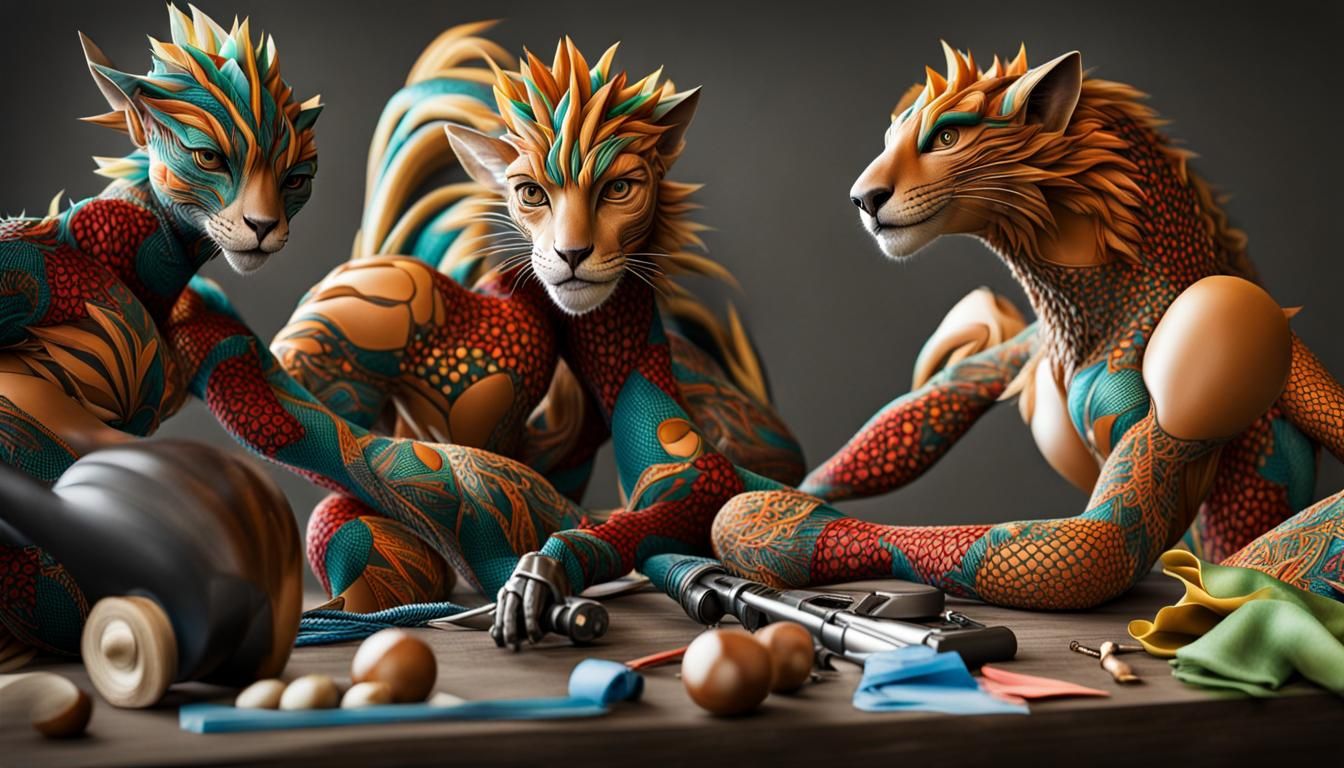 Surreal Restaurant Scene with Beautiful Exotic Aliens