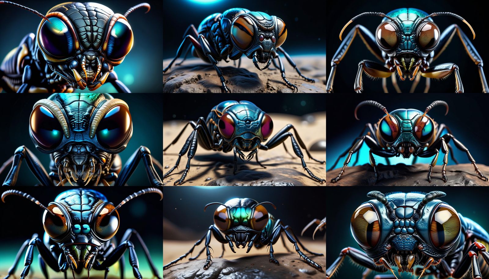 Realistic Alien Ant with Multi-Shaded Eyes in 8K