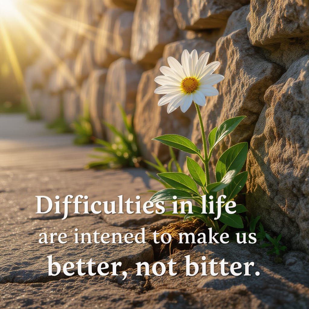 Resilience: Flower Growing Through Stone Wall