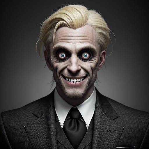 Hyperrealistic Portrait of a Creepy Smiling Man