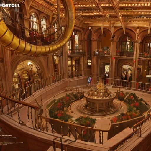 Dreamlike Landscape with Floating Parabolic Arches