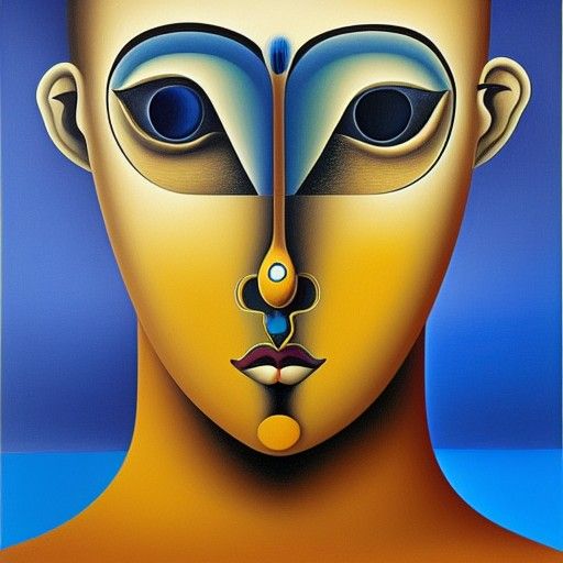 Surreal Half-Human, Half-Robot Portrait in Dali Style