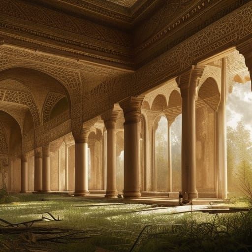 Ruined Persian Palace Interior: Abandoned Majesty