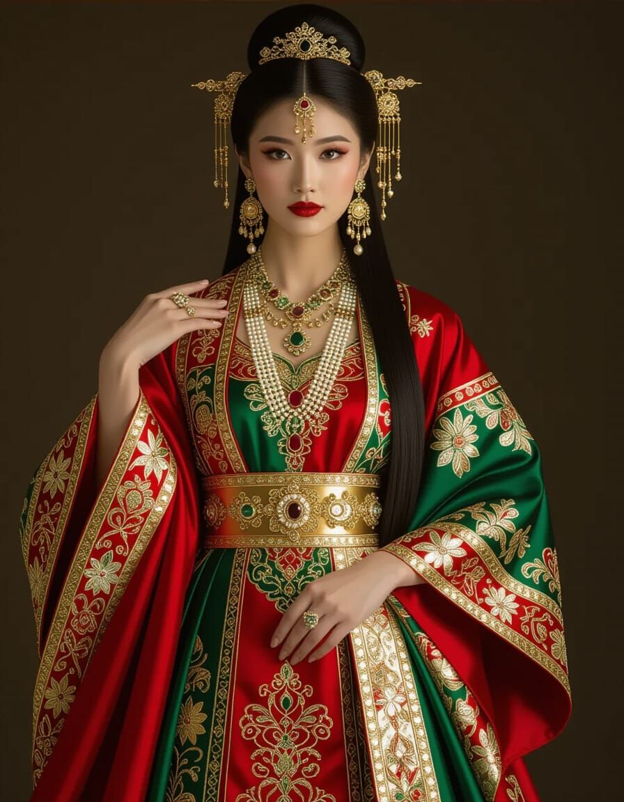Elegant Asian Woman in Traditional Dress