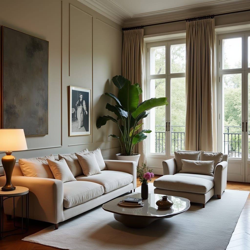 Elegant French Modern Living Room with Neutral Tones